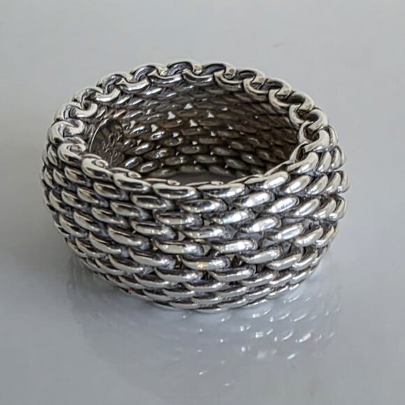 TIFFANY & CO. Somerset Sterling Silver Mesh Dome Ring - Picture 2 of 12